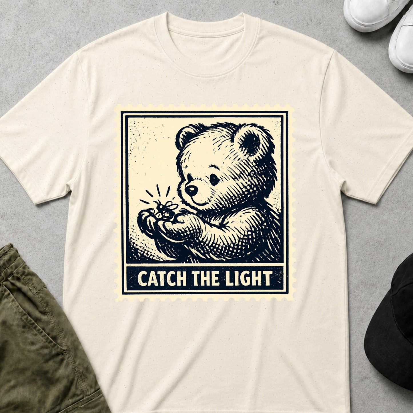 Printify Teddy-Bear Catch the Light T-Shirt Natural / S