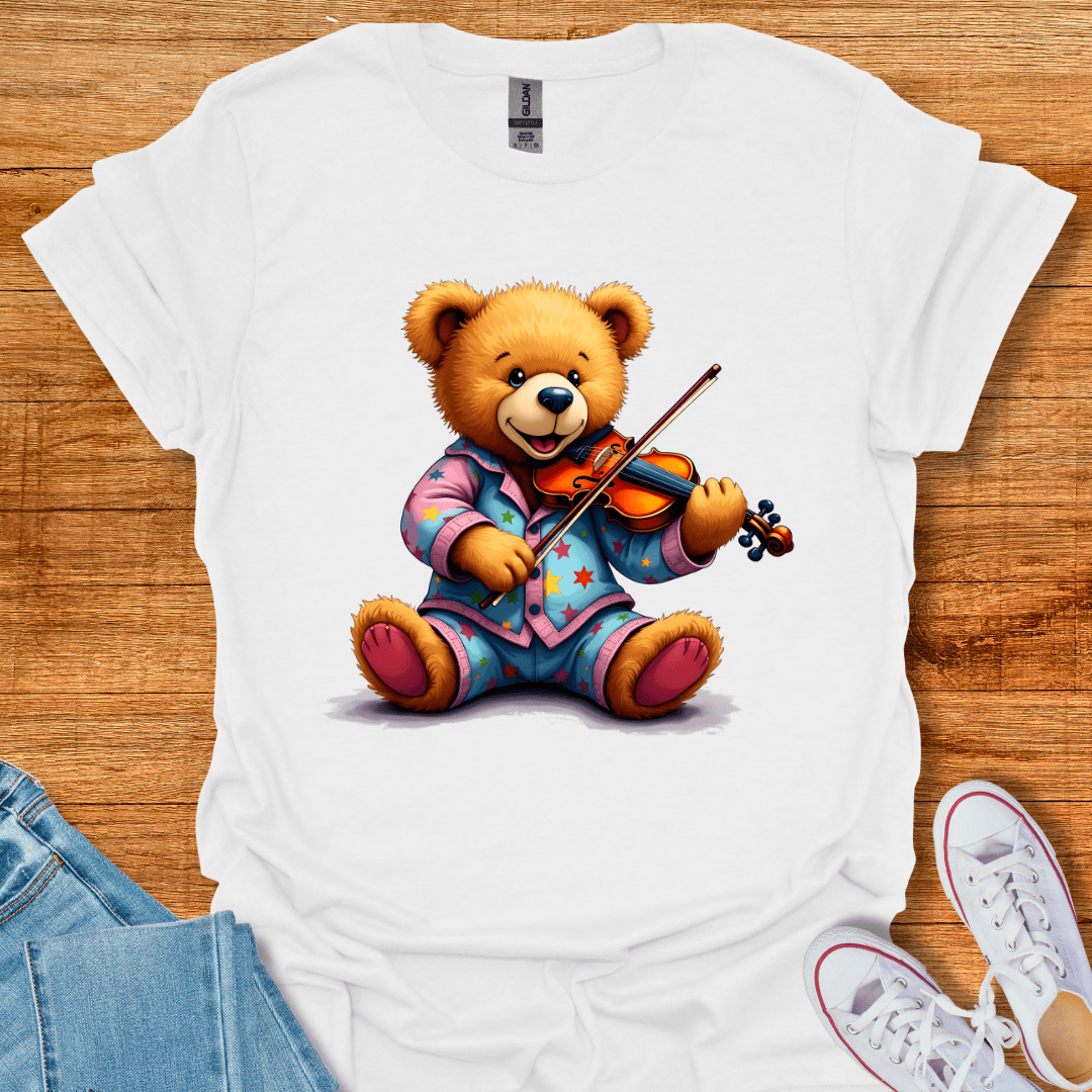 Cool Teds Teddy-Bear Bedtime Music T-Shirt White / S