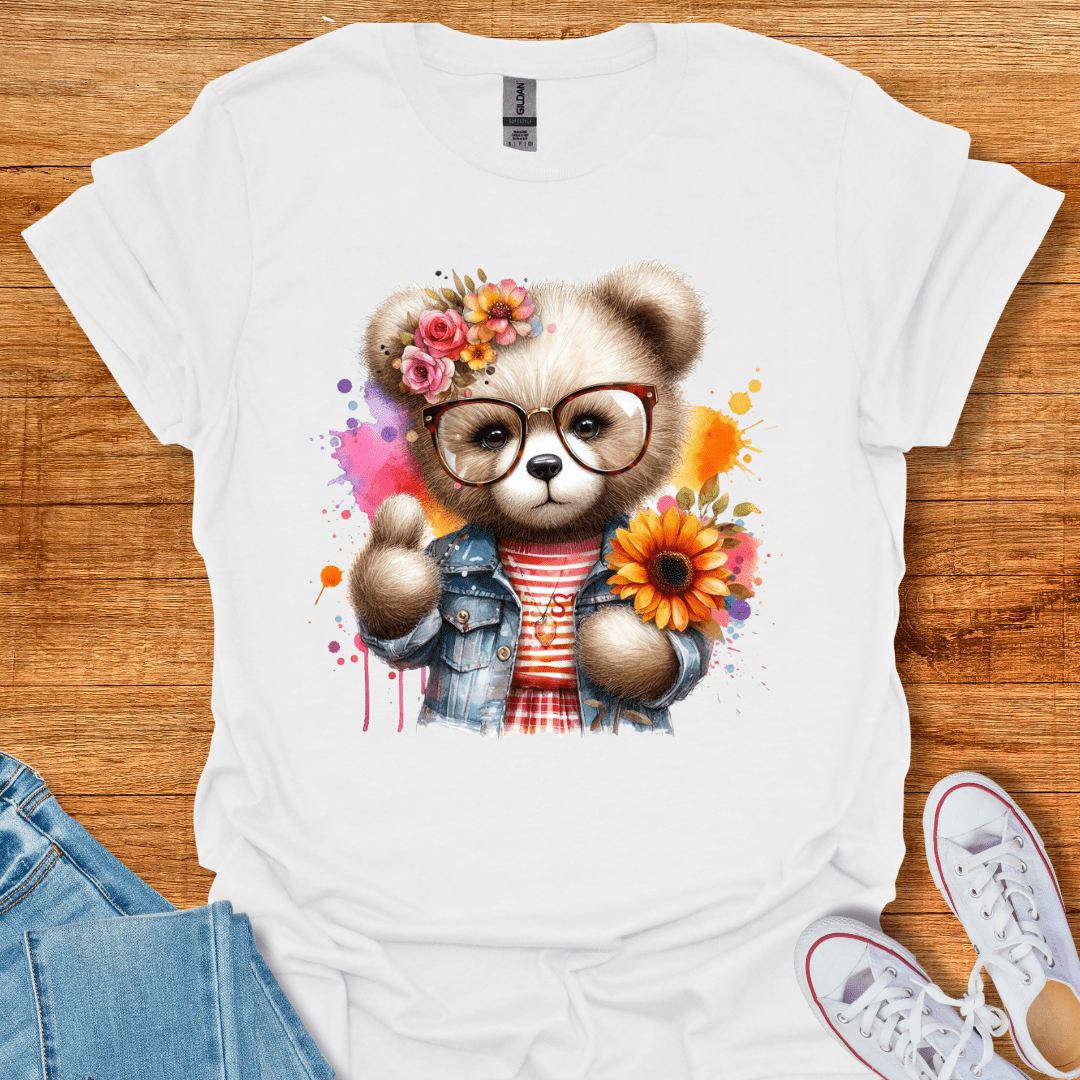 Cool Teds Teddy-Bear Flower Girl T-Shirt White / S
