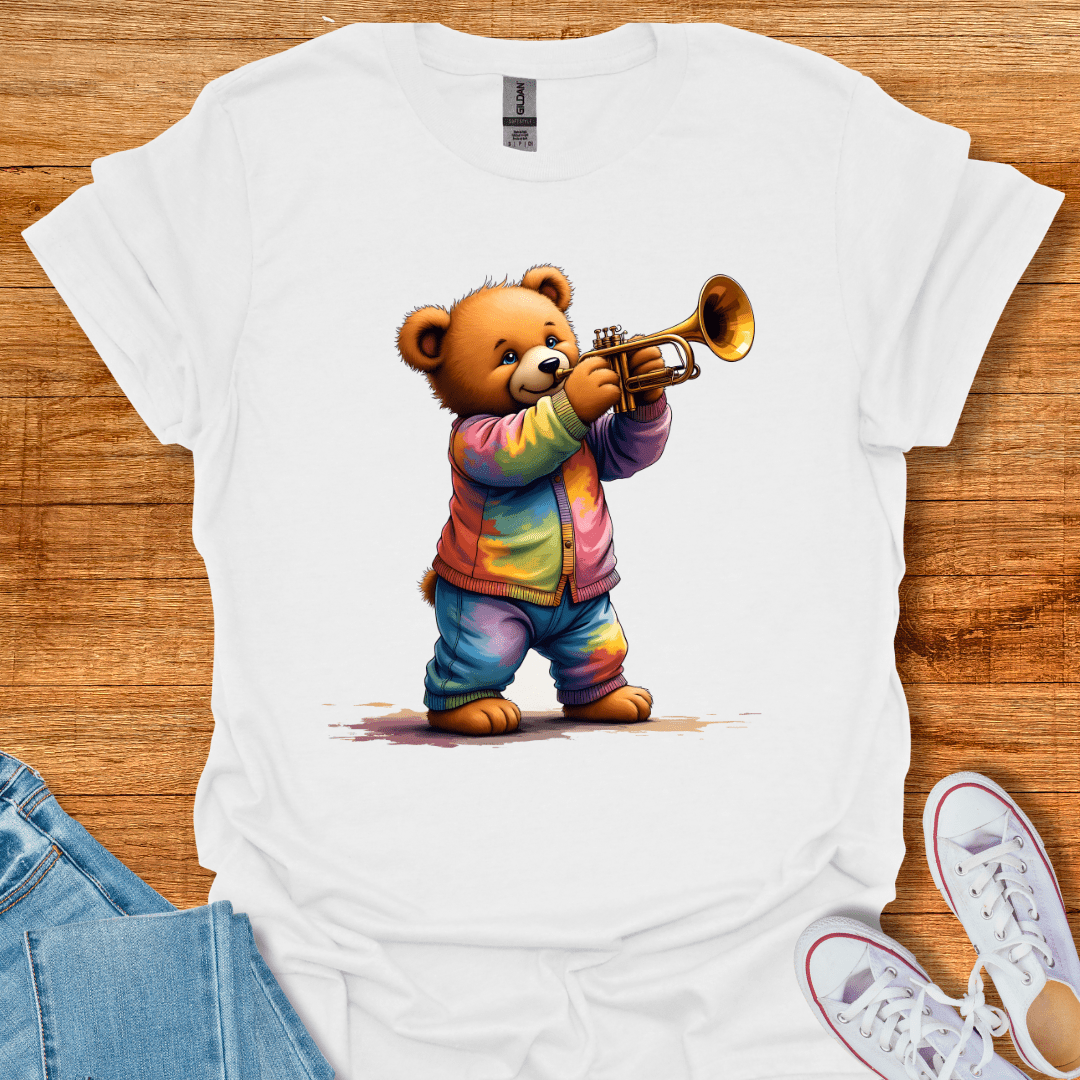 Cool Teds Teddy-Bear Trumpet Ted T-Shirt White / S