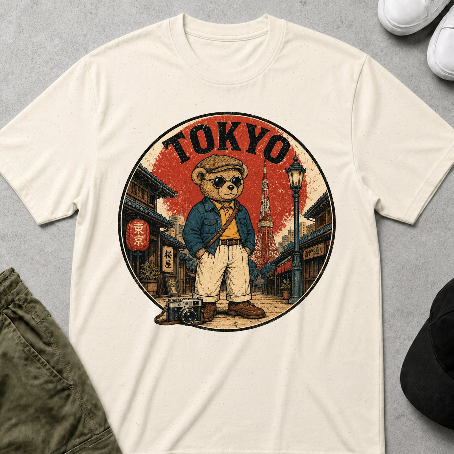 Cool Teds Teddy-Bear Tokyo Tourist T-Shirt Natural / S