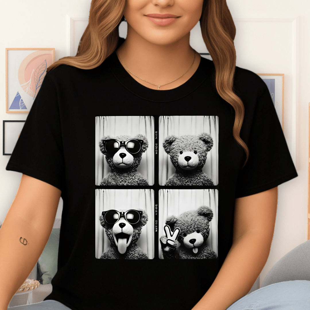 Photo Booth Teddy T-Shirt Black