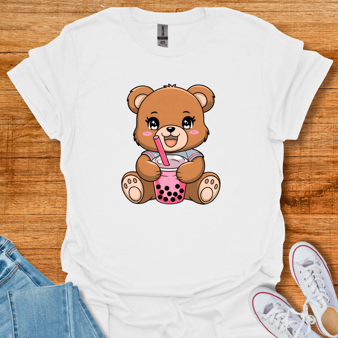 Cool Teds Teddy-Bear Bubble Tea Girl T-Shirt White / S