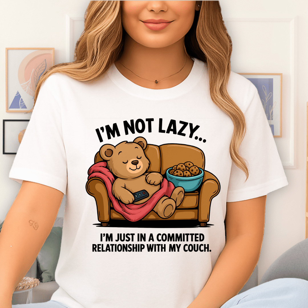 Cool Teds Teddy-Bear Not Lazy T-Shirt White / S