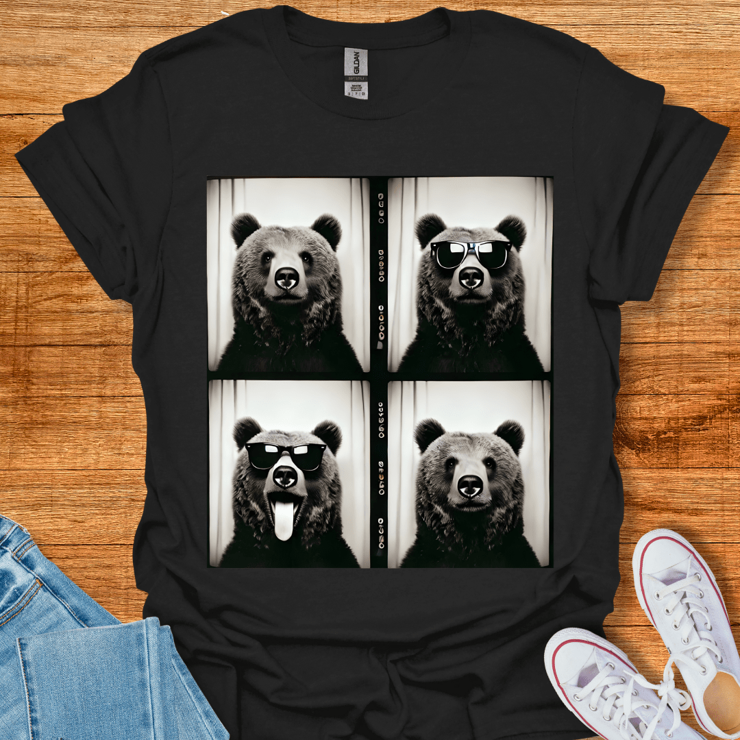 Photo Booth Bear T-Shirt Black