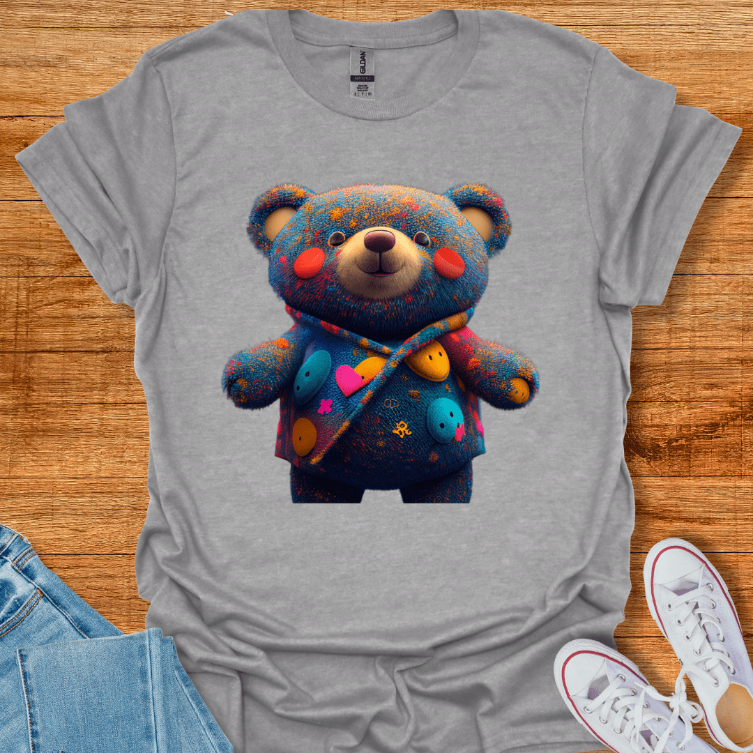 Cool Teds Teddy-Bear Button Bear T-Shirt Sport Grey / S