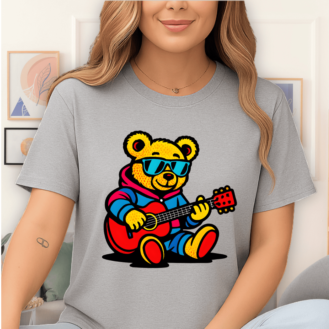 Cool Teds Teddy-Bear Rock Star T-Shirt Sport Grey / S