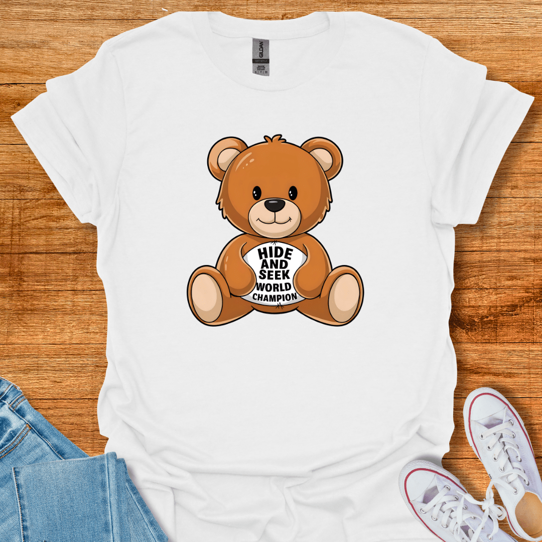 Cool Teds Teddy-Bear Hide & Seek T-Shirt White / S