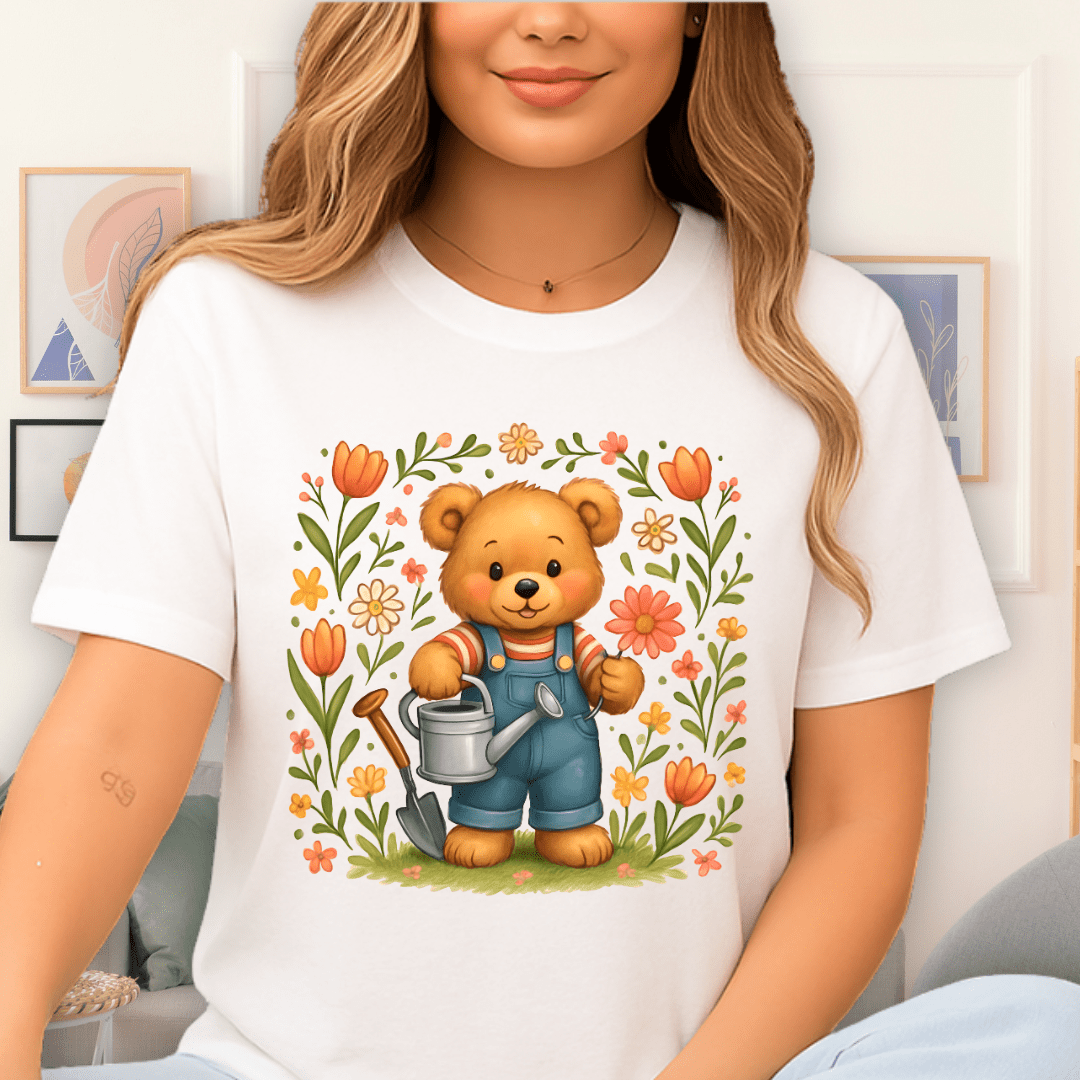 Cool Teds Teddy-Bear Happy Gardener T-Shirt White / S