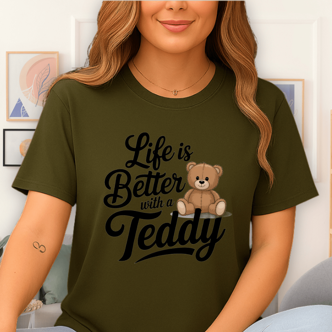 Cool Teds Teddy-Bear Better with a Teddy T-Shirt Military Green / S