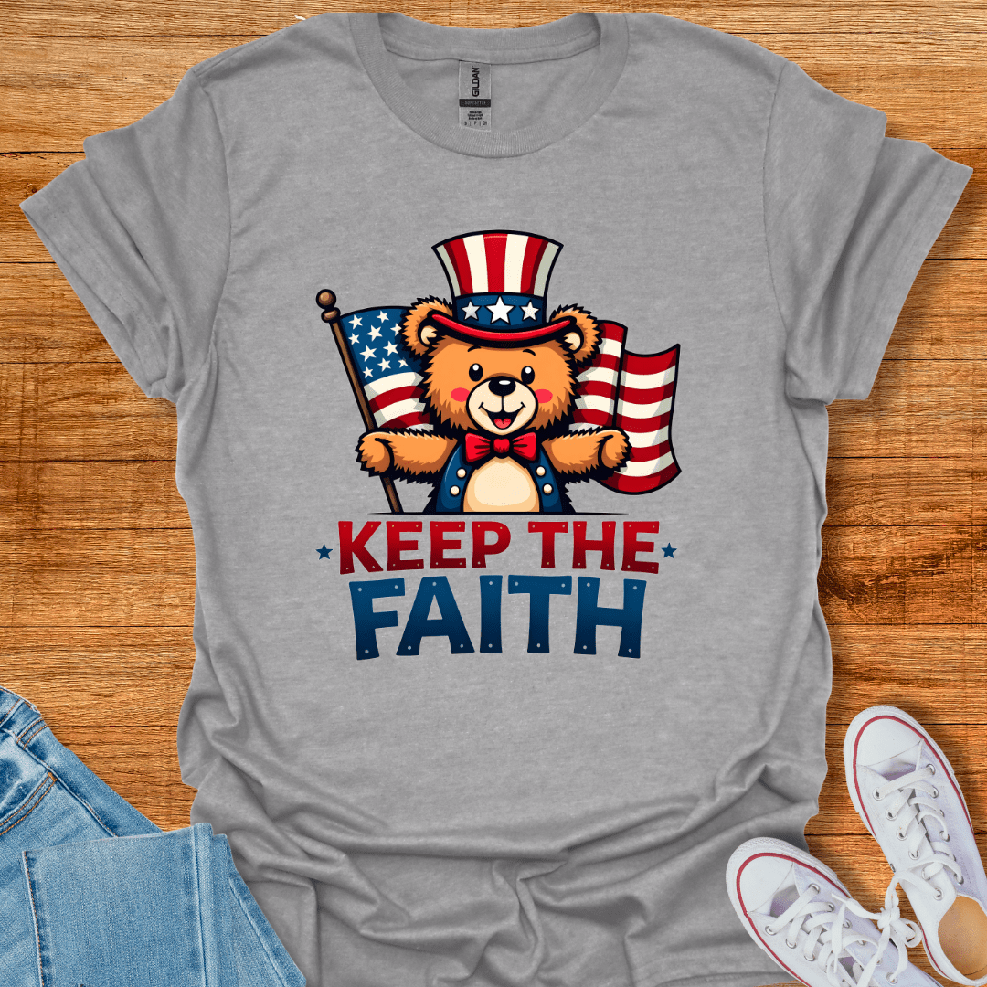 Patriotic Teddy T-Shirt Sport Grey