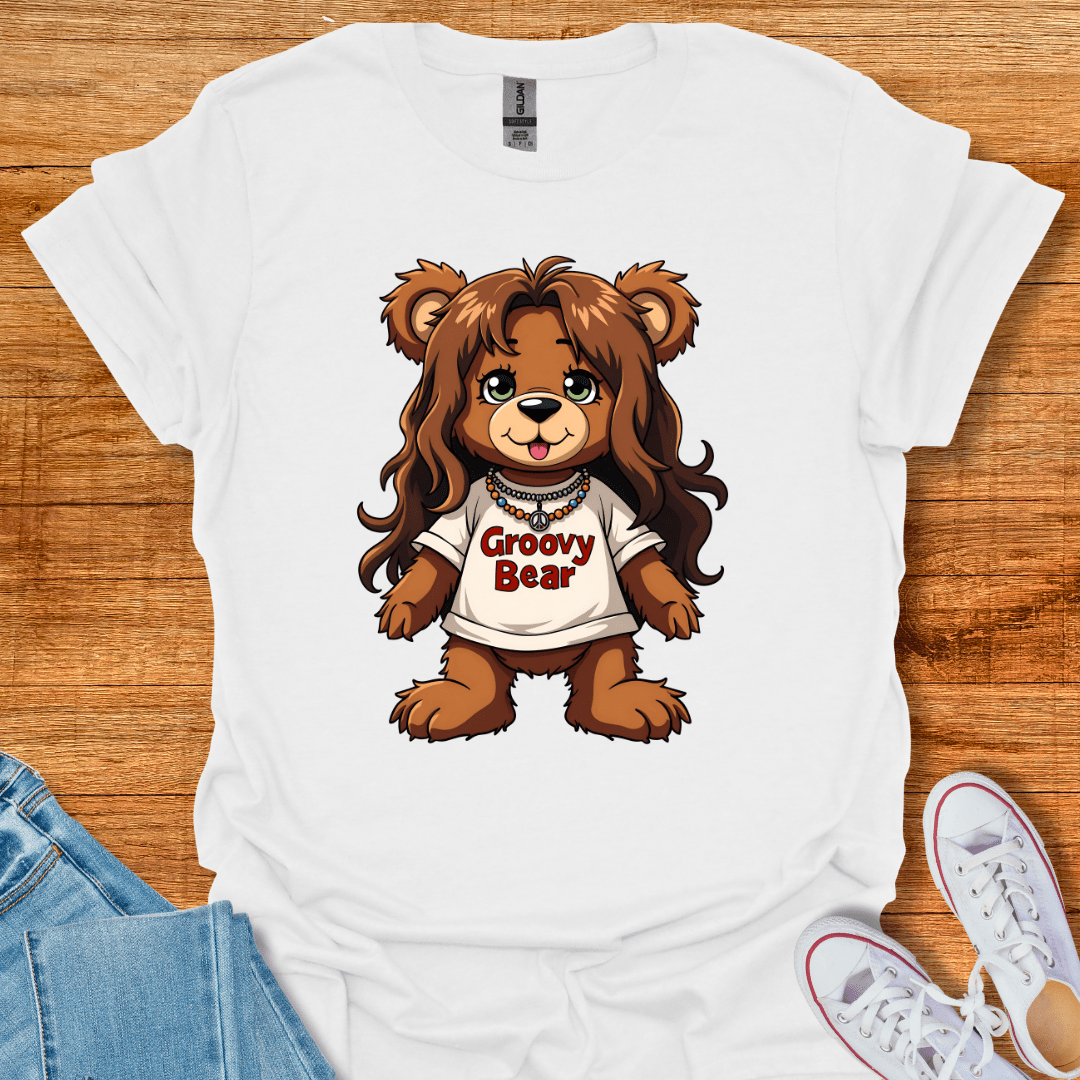Cool Teds Teddy-Bear Groovy Bear T-Shirt White / S