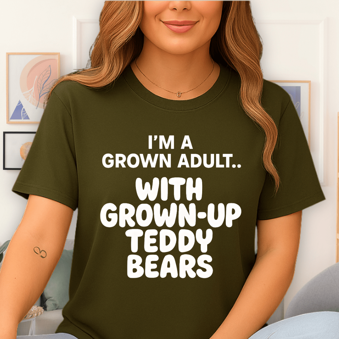 Cool Teds Teddy-Bear Grown-Up Bears T-Shirt Military Green / S