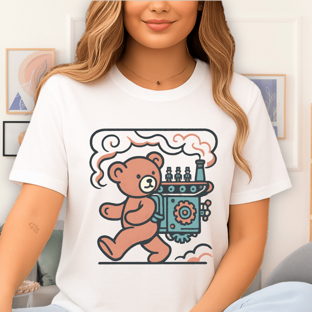 Cool Teds Teddy-Bear Steampunk Factory T-Shirt White / S