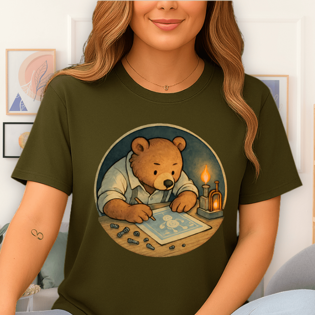 Cool Teds Teddy-Bear Teddy the Inventor T-Shirt Military Green / S