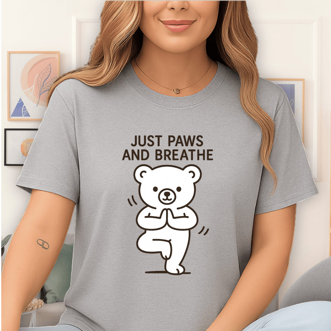 Cool Teds Teddy-Bear Yoga Chill T-Shirt Sport Grey / S
