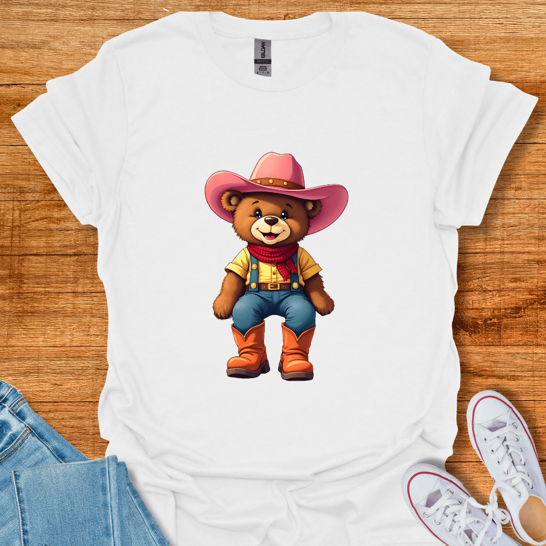 Cool Teds Teddy-Bear Happy Cowgirl T-Shirt White / S
