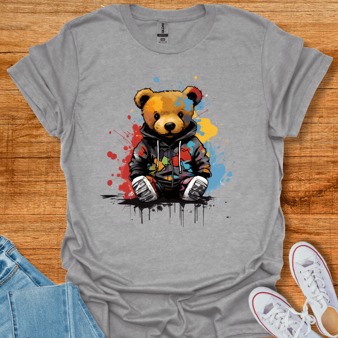 Cool Teds Teddy-Bear Rebel Hugger T-Shirt Sport Grey / S