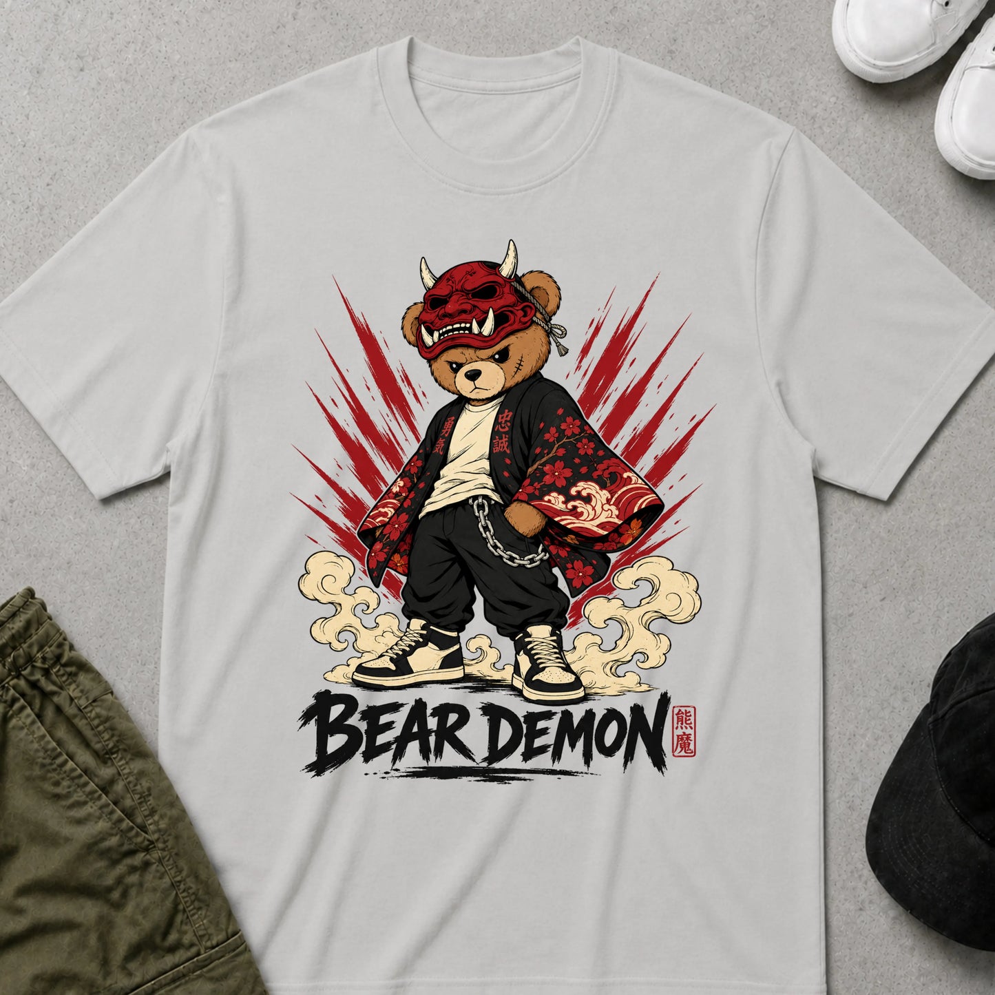 Cool Teds Teddy-Bear Demon Bear T-Shirt Ice Grey / S