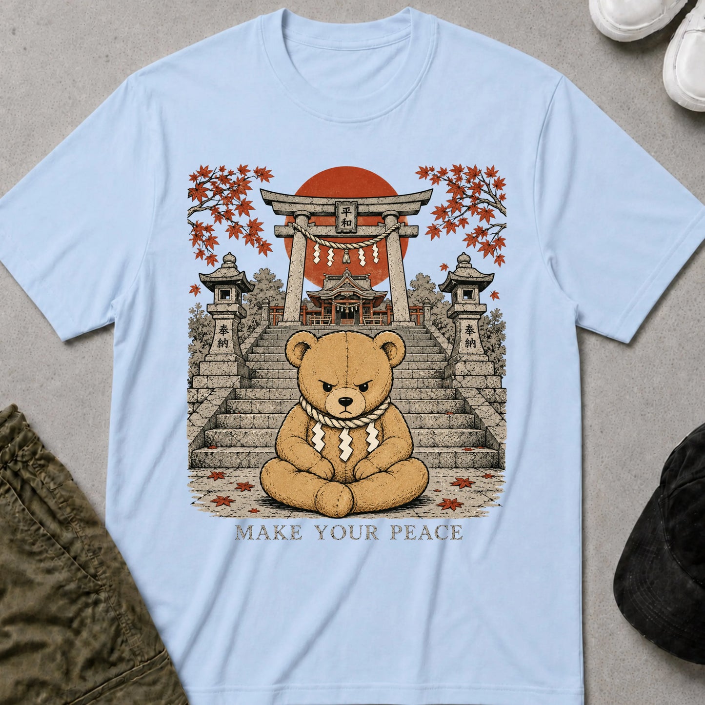 Cool Teds Teddy-Bear Make Your Peace T-Shirt Light Blue / S