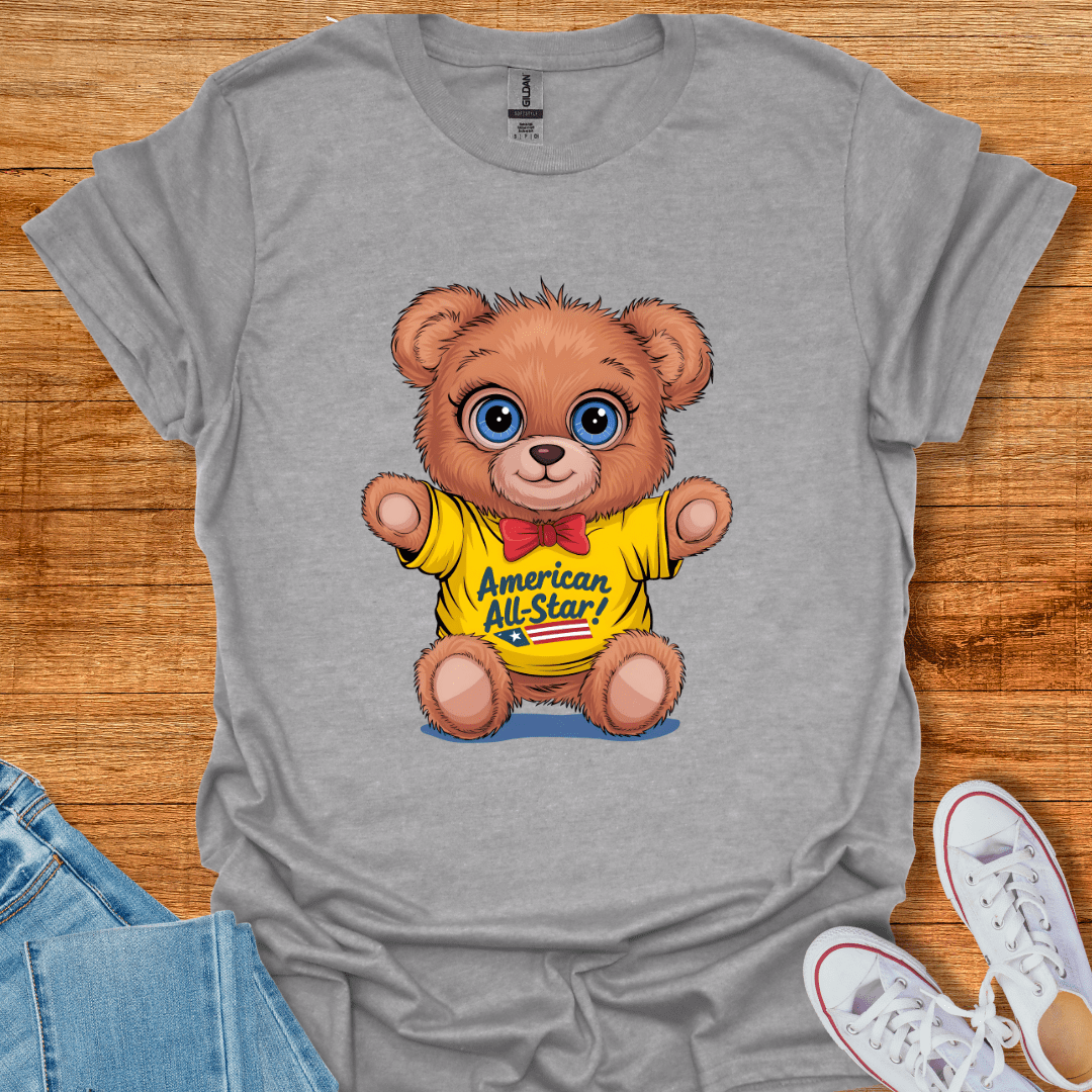 Printify Teddy-Bear American All-Star T-Shirt Sport Grey / S