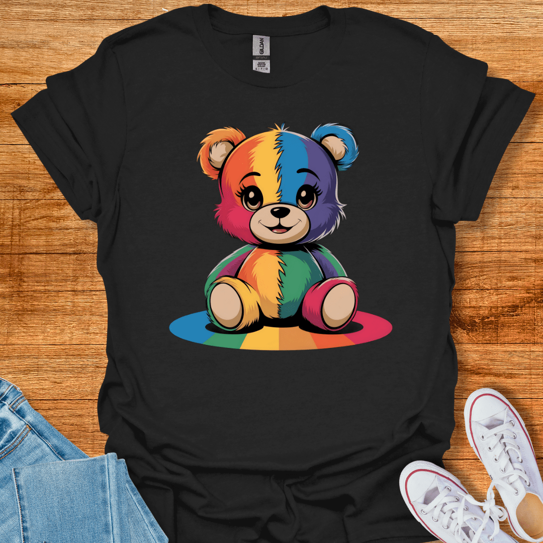 Happy Rainbow Bear T-Shirt Black