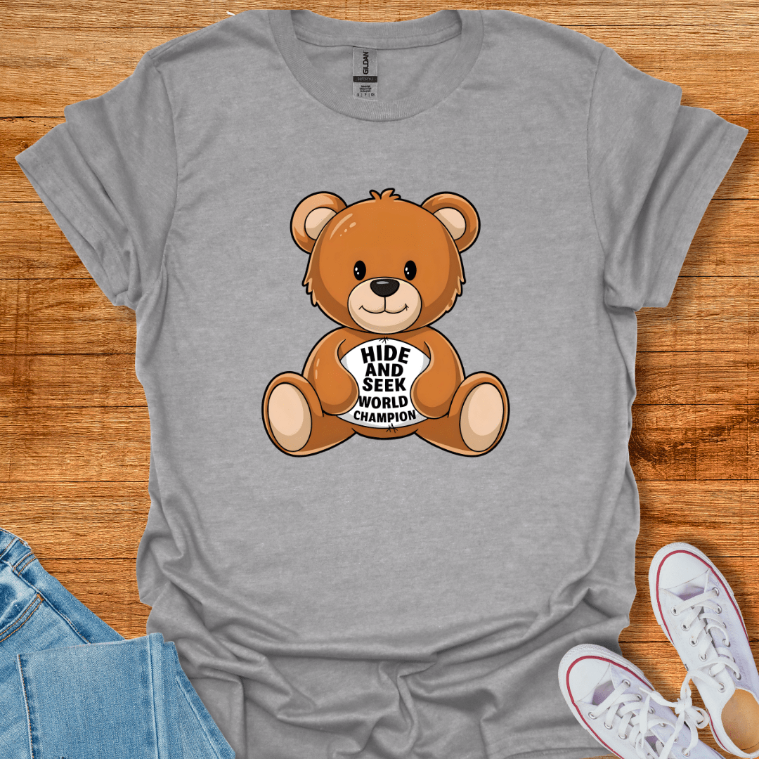 Cool Teds Teddy-Bear Hide & Seek T-Shirt Sport Grey / S