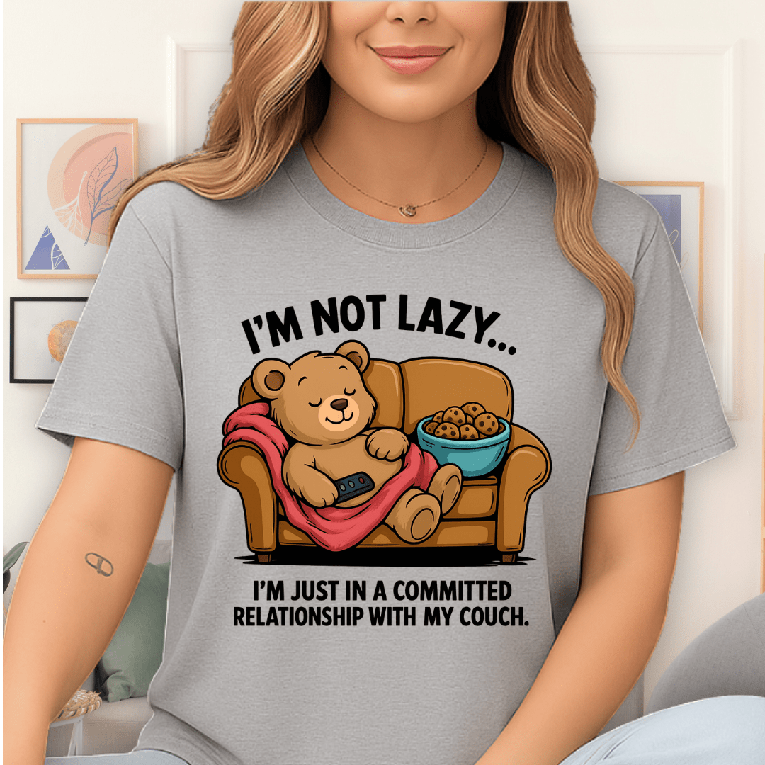 Cool Teds Teddy-Bear Not Lazy T-Shirt Sport Grey / S