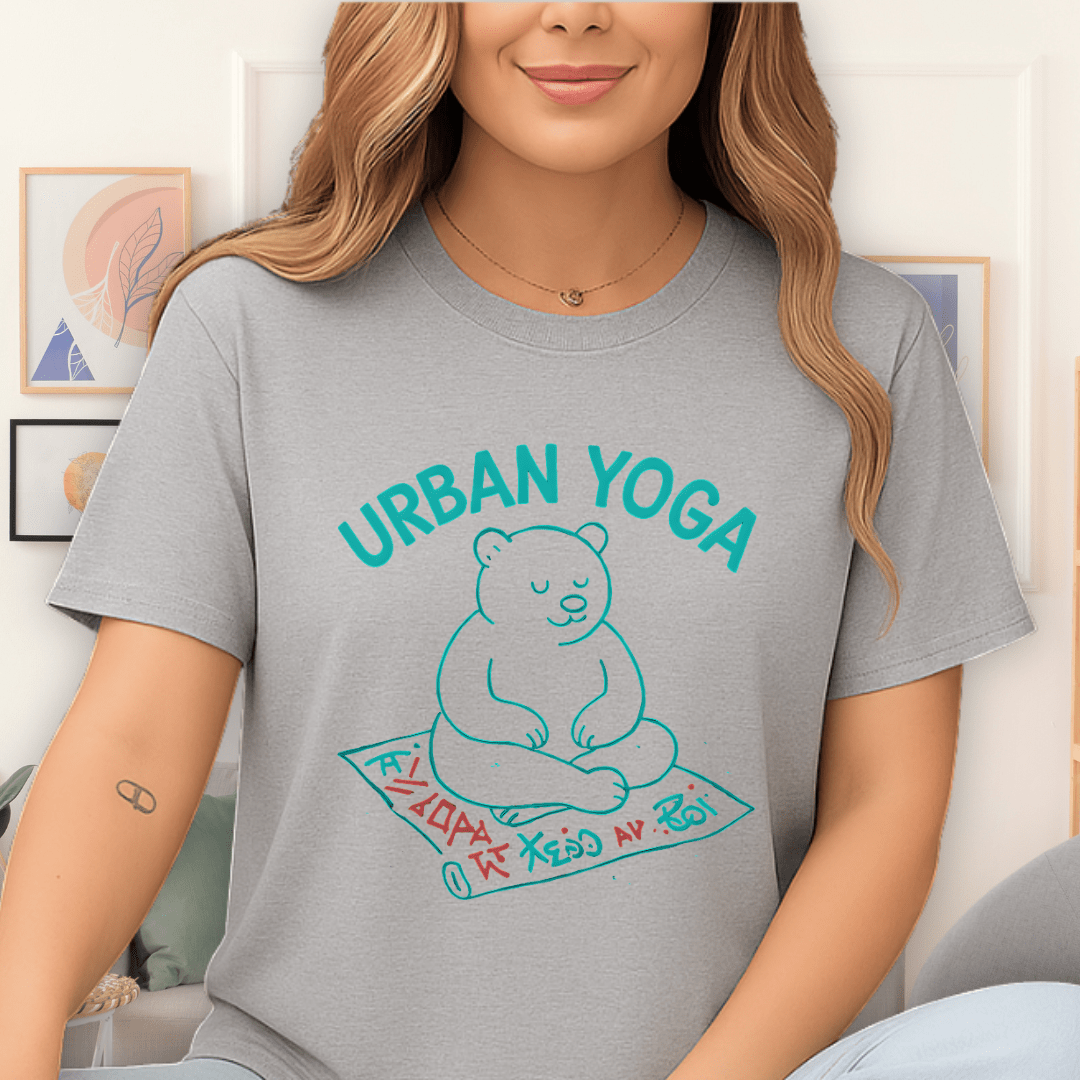 Cool Teds Teddy-Bear Urban Yoga T-Shirt Sport Grey / S