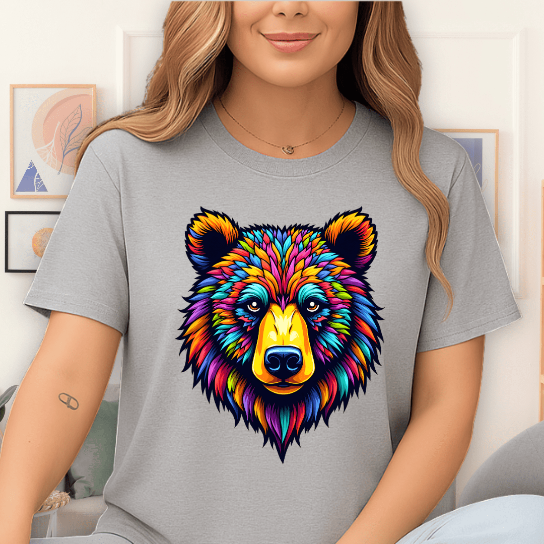 Psychedelic Bear T-Shirt Sport Grey