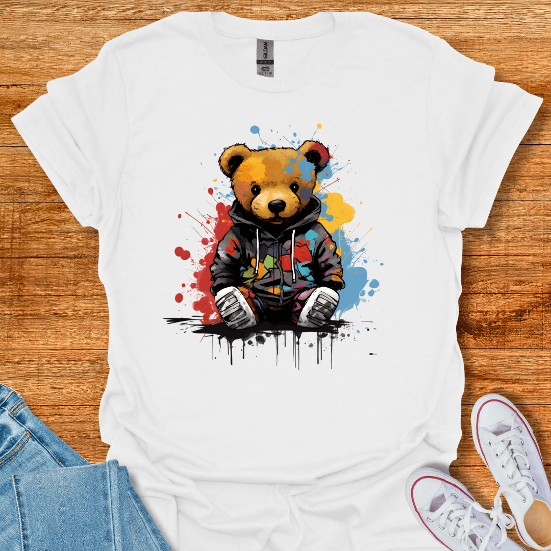 Cool Teds Teddy-Bear Rebel Hugger T-Shirt White / S