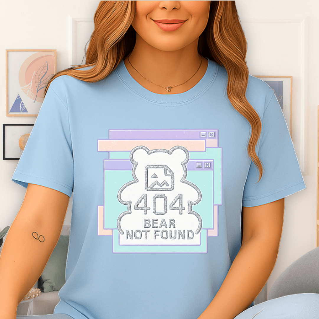 Cool Teds Teddy-Bear 404 Error T-Shirt Light Blue / S