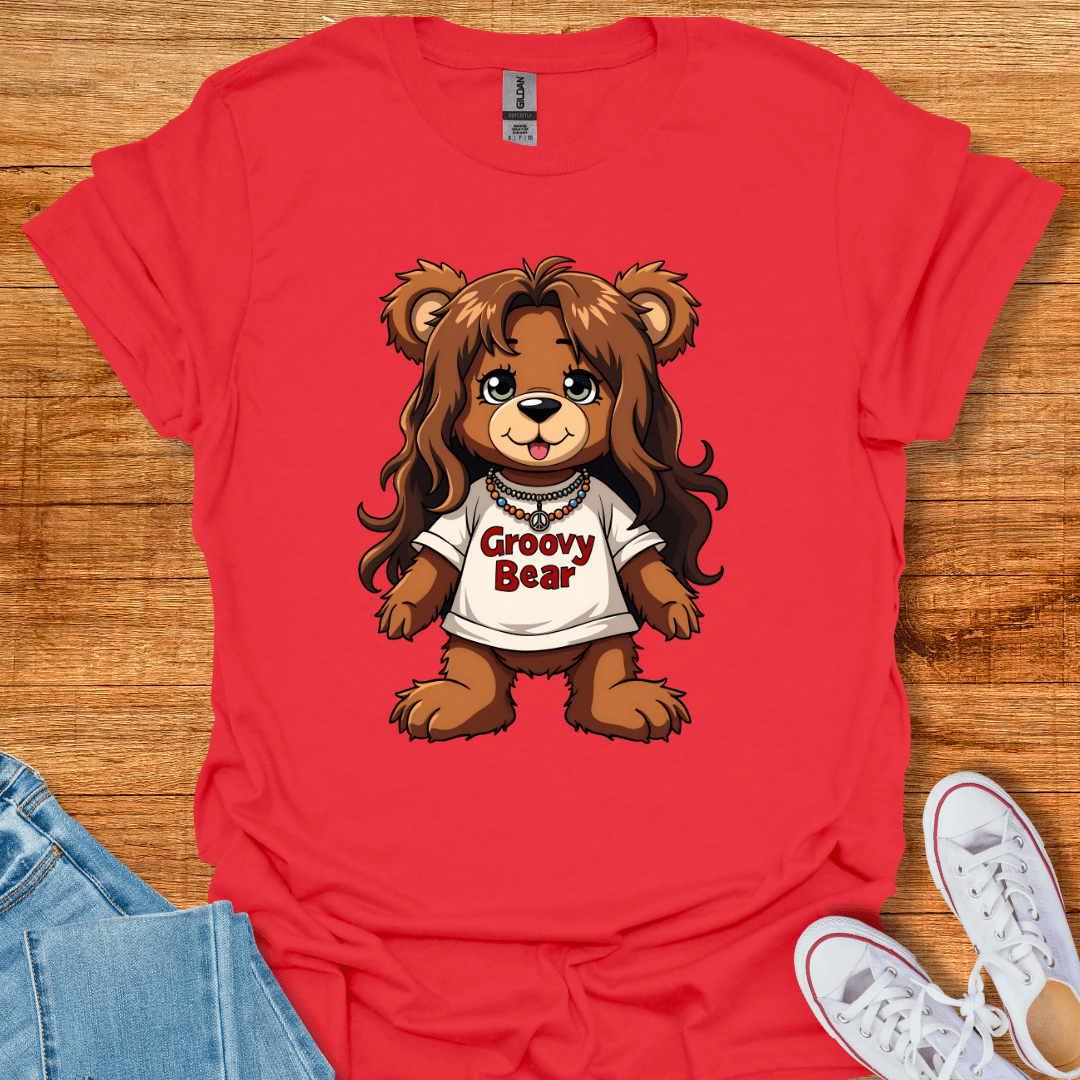 Cool Teds Teddy-Bear Groovy Bear T-Shirt Red / S