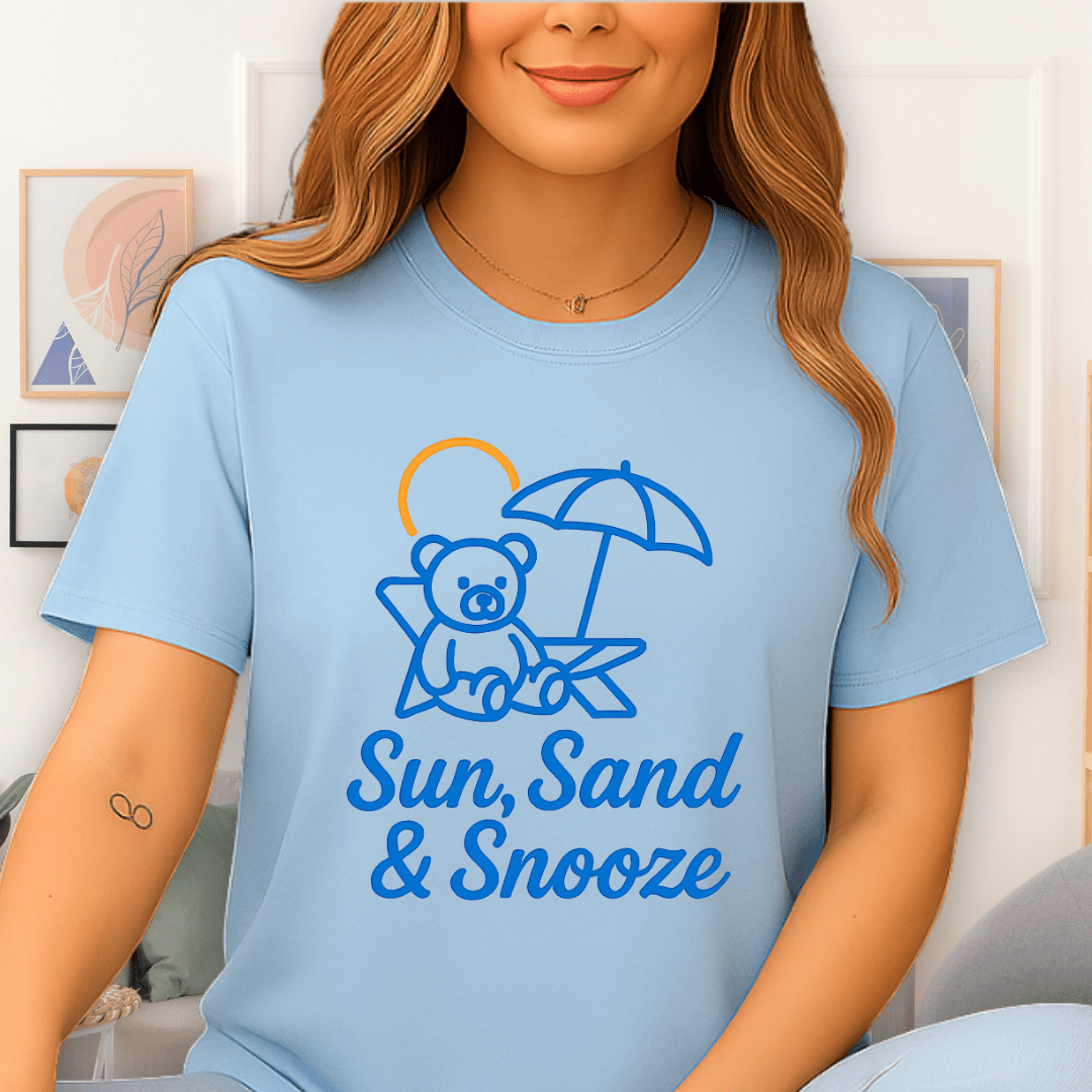 Cool Teds Teddy-Bear Beach Bear T-Shirt Light Blue / S