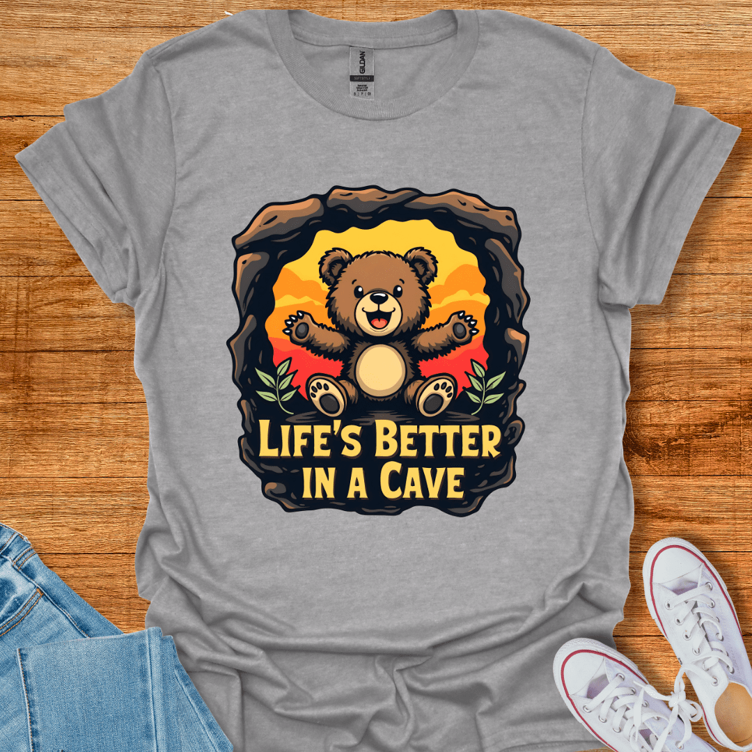 Cool Teds Teddy-Bear Cave Bear T-Shirt Sport Grey / S