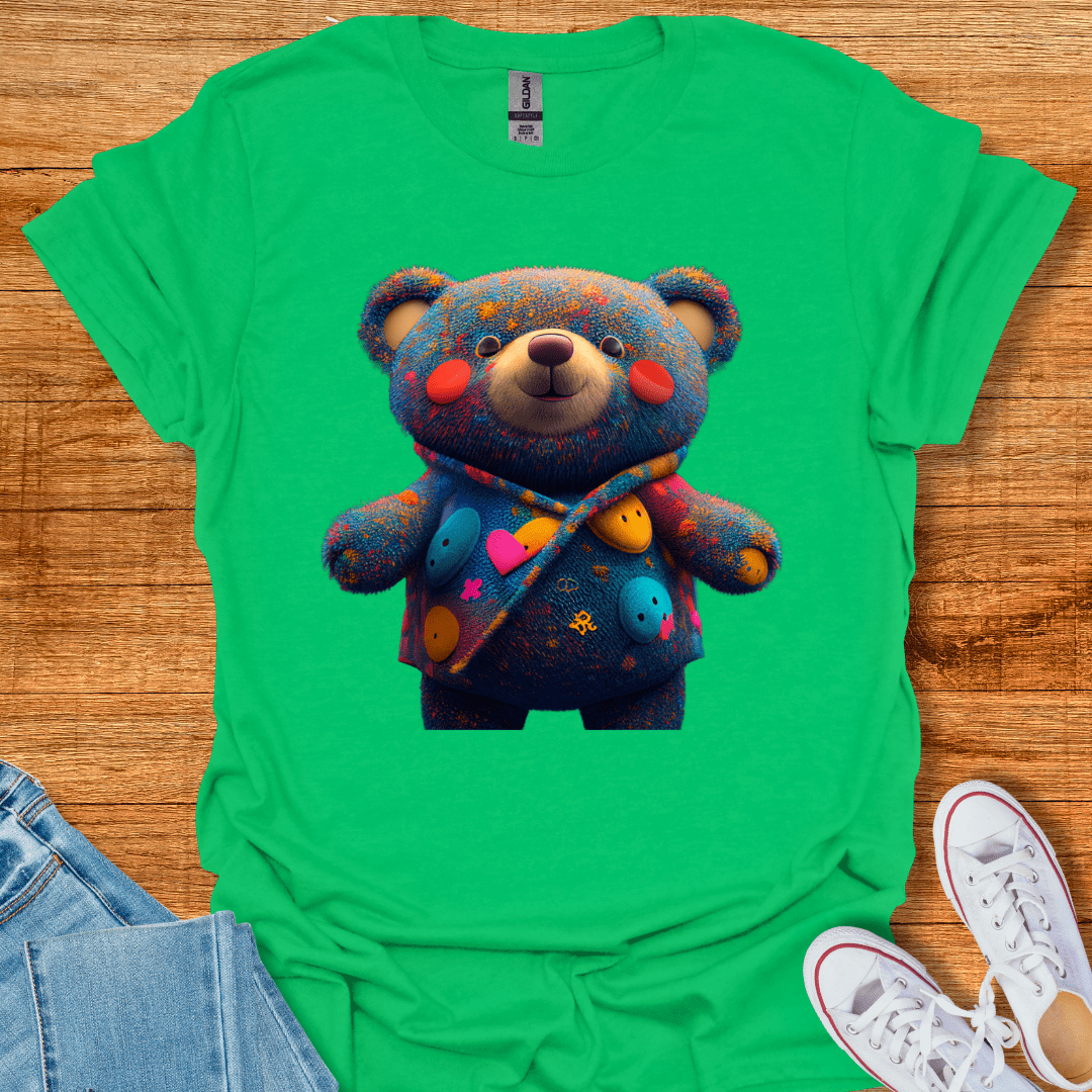 Cool Teds Teddy-Bear Button Bear T-Shirt Irish Green / S