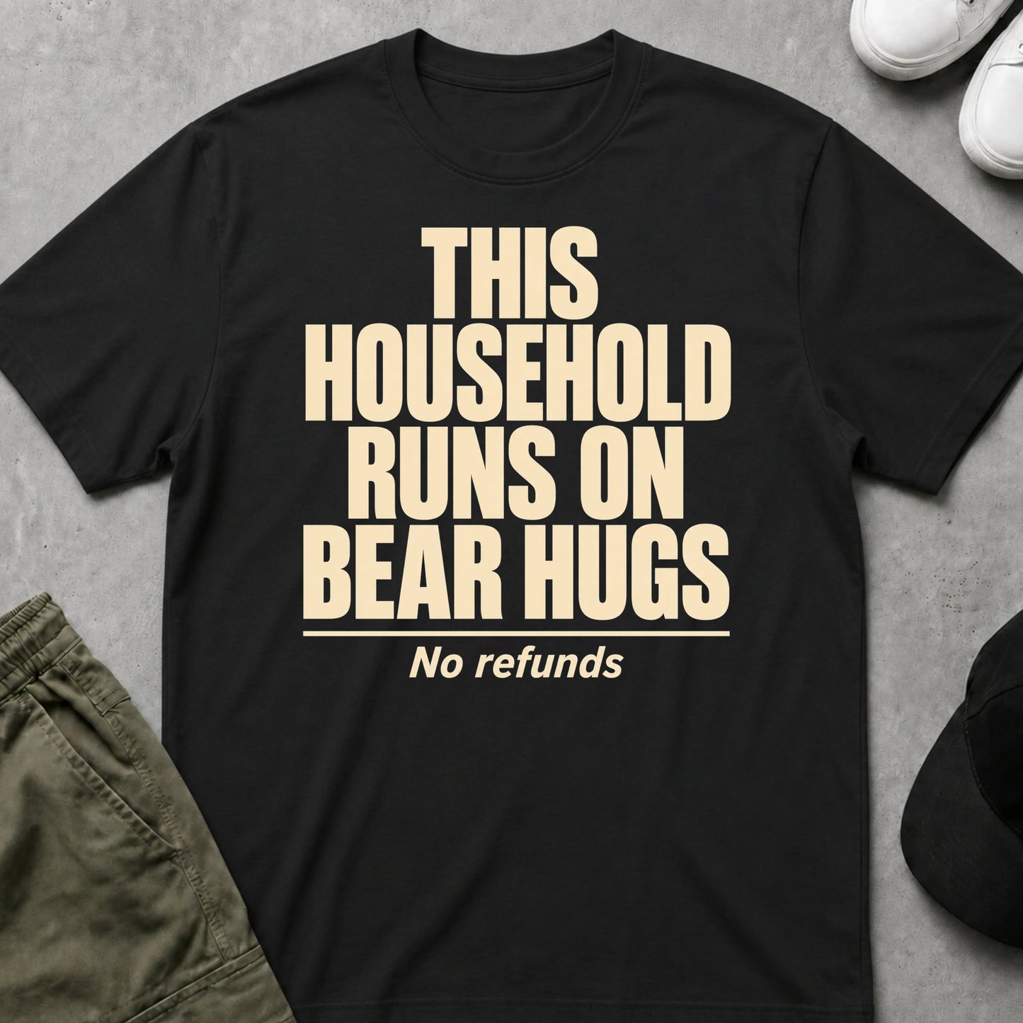 Cool Teds Teddy-Bear Runs on Bear Hugs T-Shirt Black / S
