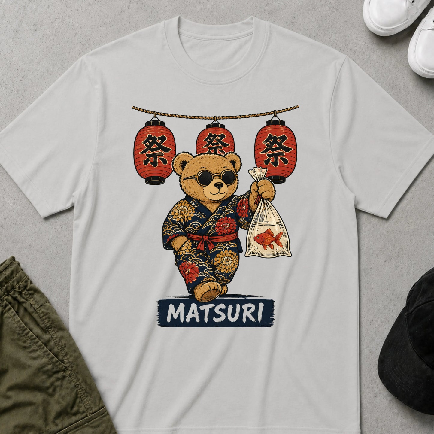 Cool Teds Teddy-Bear Matsuri T-Shirt Ice Grey / S