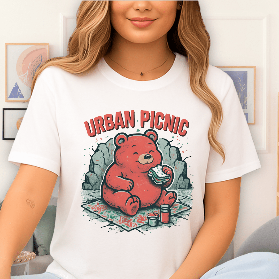 Cool Teds Teddy-Bear Urban Picnic T-Shirt White / S