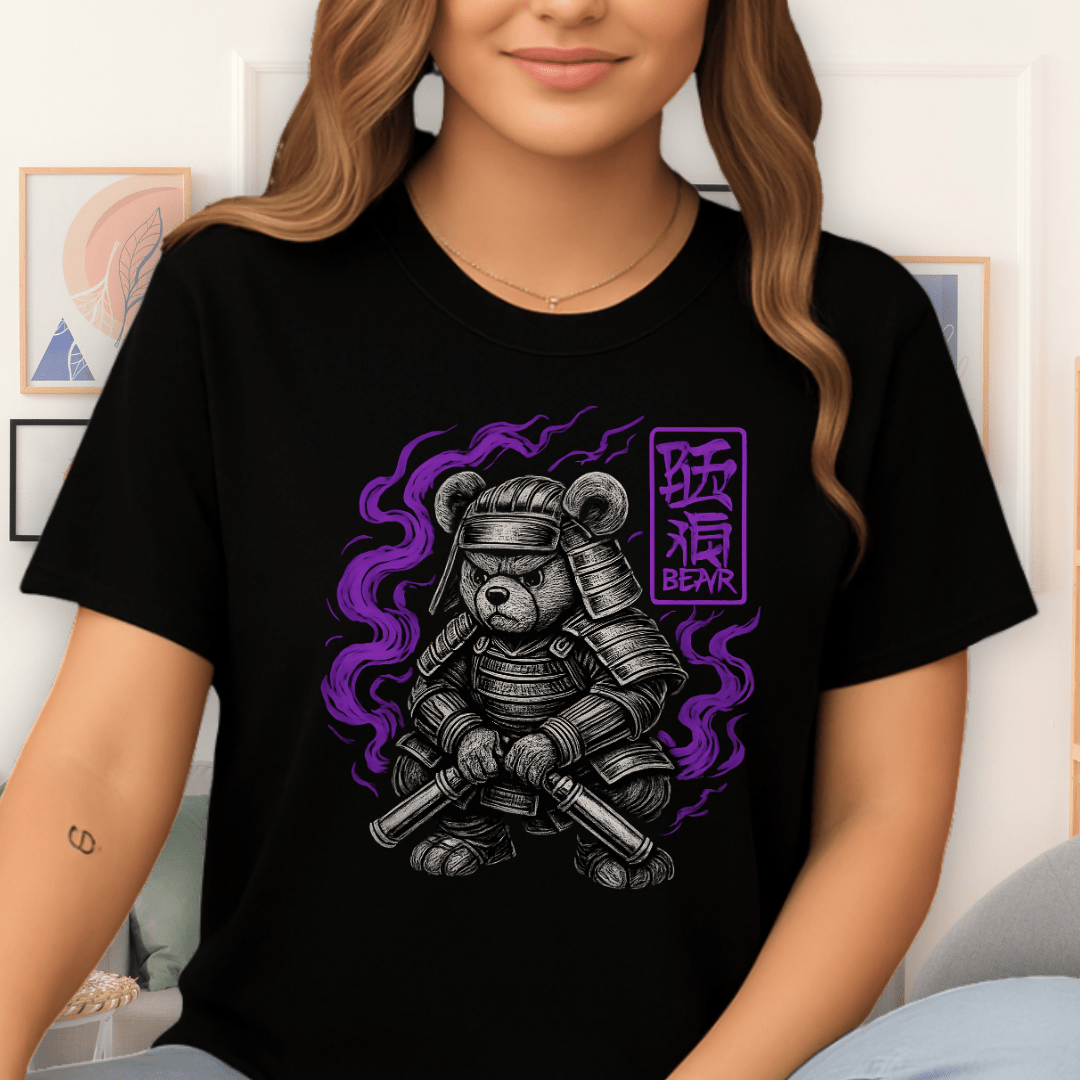 Cool Teds Teddy-Bear Neon Samurai T-Shirt Black / S