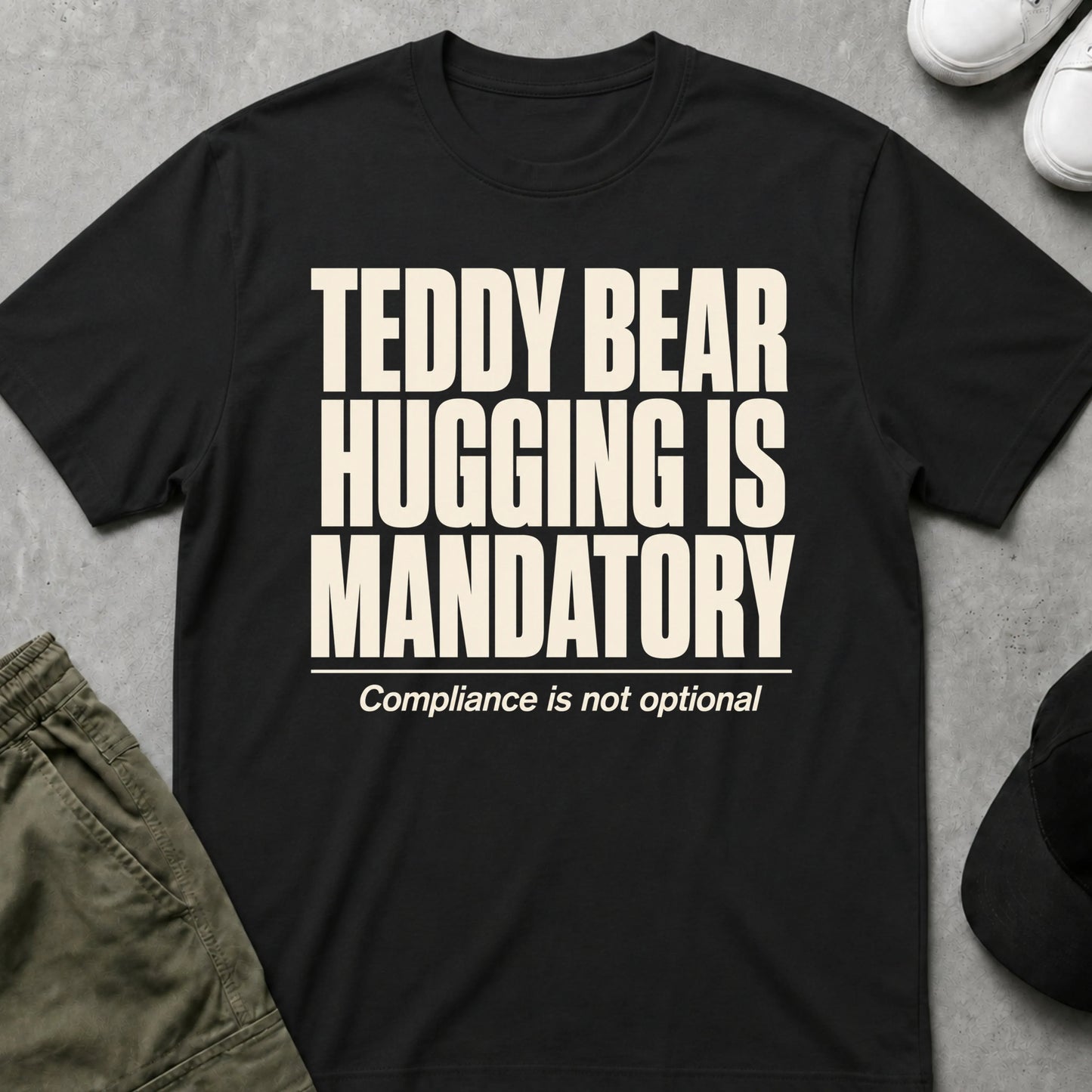 Cool Teds Teddy-Bear Must Hug Teddy T-Shirt Black / S