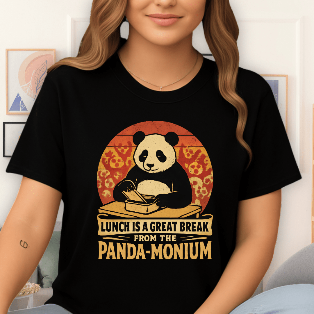 Cool Teds Teddy-Bear Panda Lunch T-Shirt Black / S