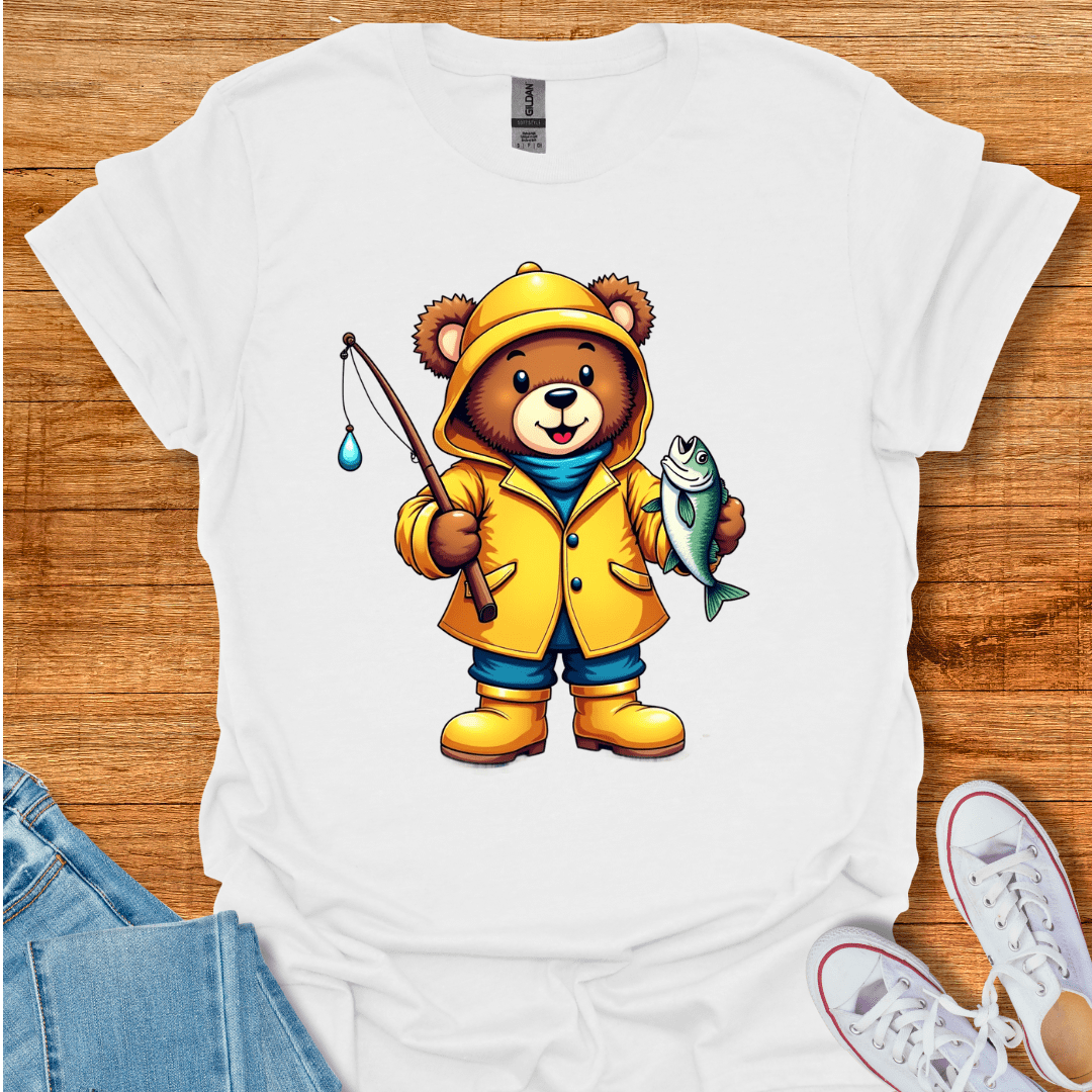 Cool Teds Teddy-Bear Fisherman T-Shirt White / S
