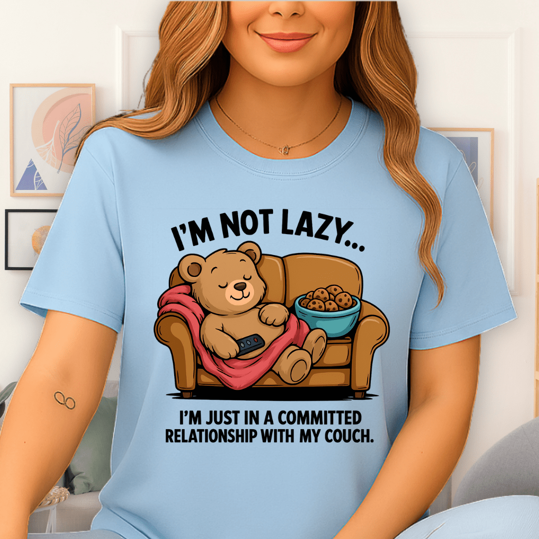 Cool Teds Teddy-Bear Not Lazy T-Shirt Light Blue / S