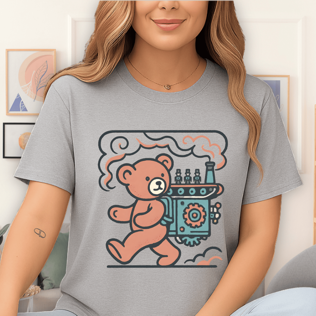 Cool Teds Teddy-Bear Steampunk Factory T-Shirt Sport Grey / S