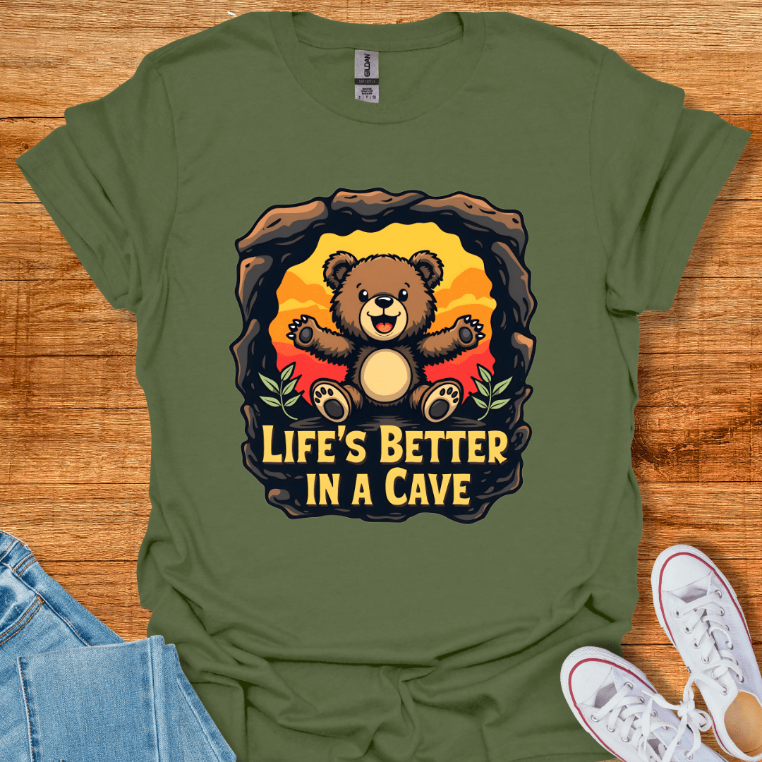 Cool Teds Teddy-Bear Cave Bear T-Shirt Military Green / S