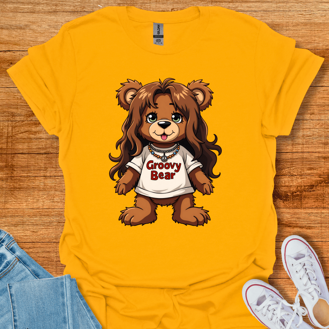 Cool Teds Teddy-Bear Groovy Bear T-Shirt Gold / S