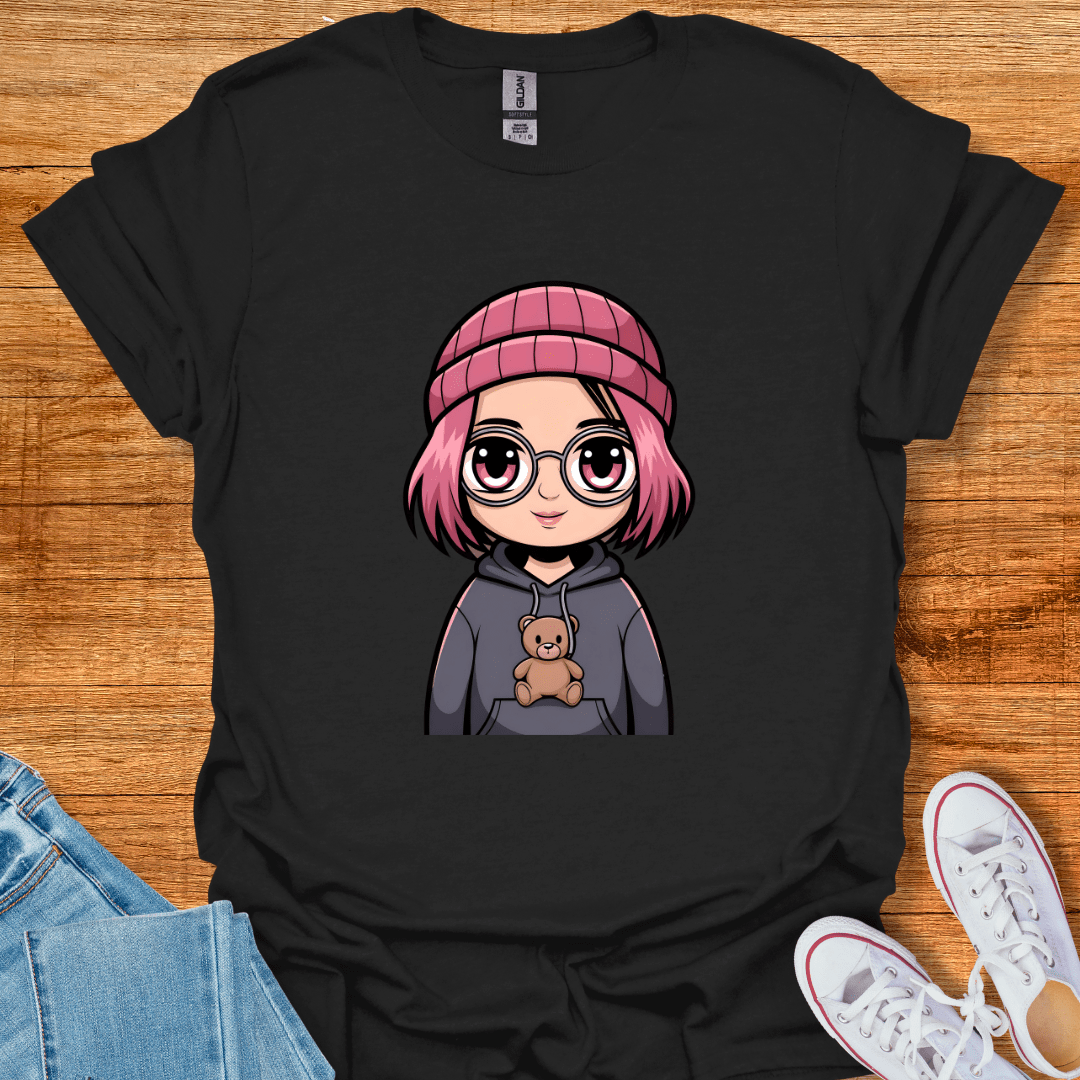 Cool Teds Teddy-Bear Beanie Girl T-Shirt Black / S