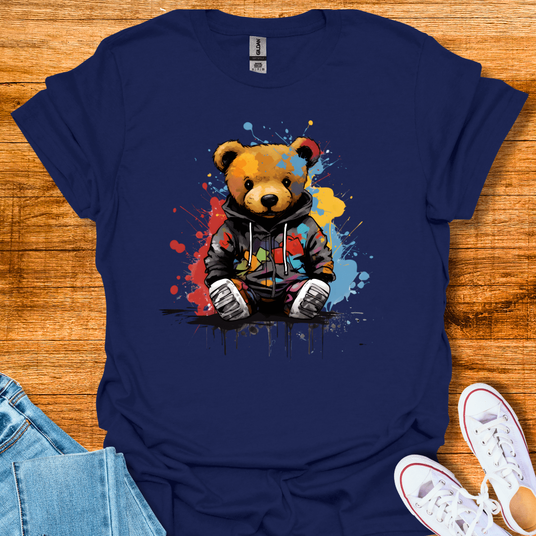 Cool Teds Teddy-Bear Rebel Hugger T-Shirt Navy / S