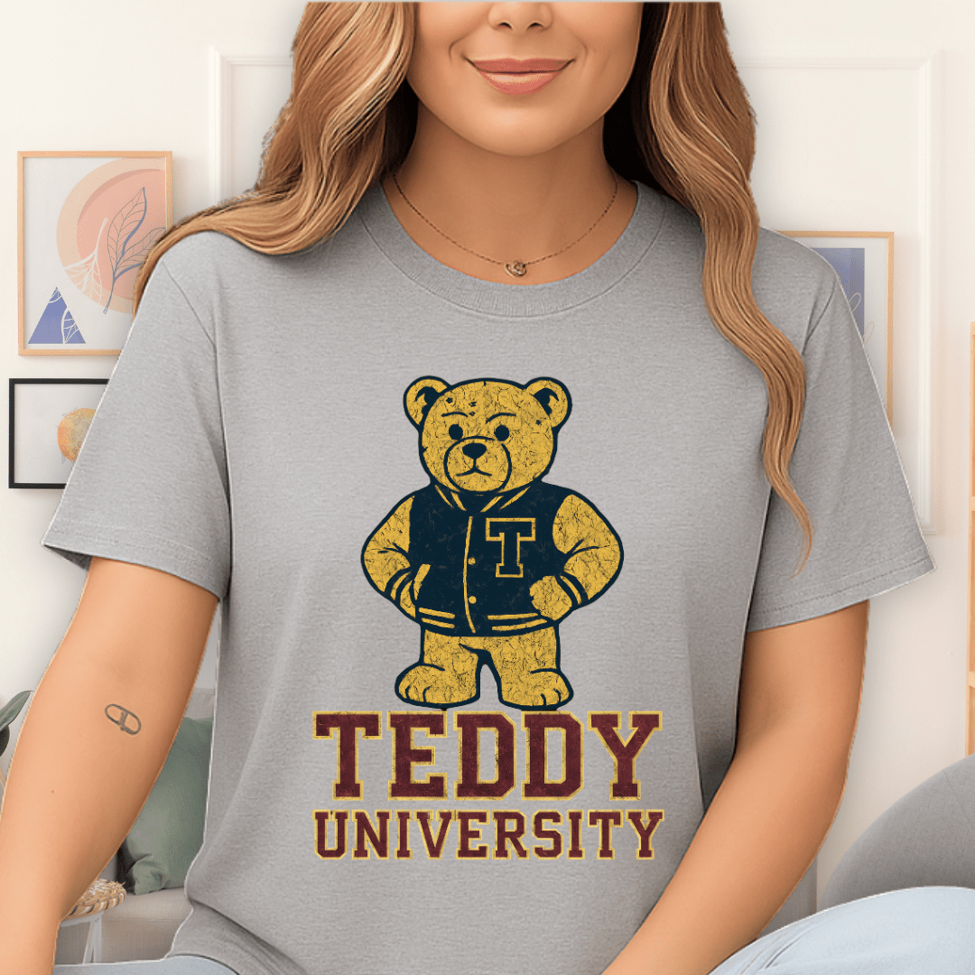 Cool Teds Teddy-Bear Varsity Bear T-Shirt Sport Grey / S